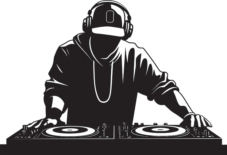 Vecteur la joie du son dj disc jockey allumant la passion et l'énergie sur la piste de danse