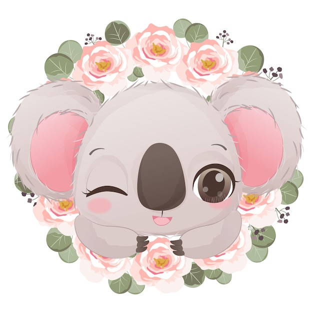 Joli Bébé Koala Avec Des Fleurs