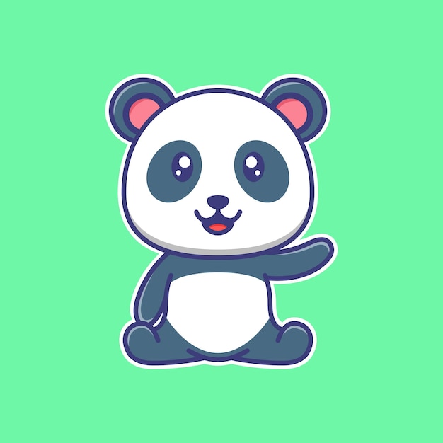 Joli Bébé Panda Agitant La Main Illustration De Dessin Animé