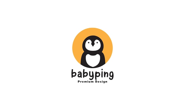 Joli Bébé Pingouin Logo Symbole Vecteur Icône Illustration Graphisme