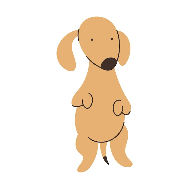 Joli chiot doré ludique illustration de dessin animé minimaliste