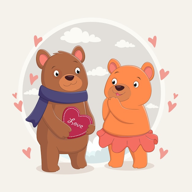 Joli Couple D'ours Brun Amoureux