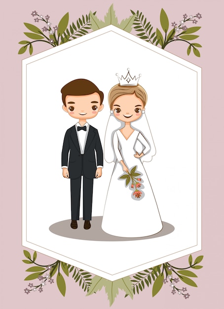 Joli Couple Pour Carte D'invitations De Mariage