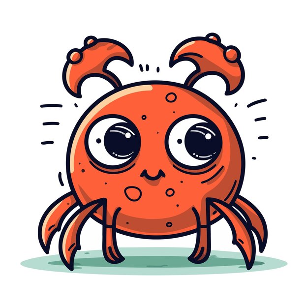 Vecteur joli crabe de dessin animé illustration vectorielle isolée sur fond blanc