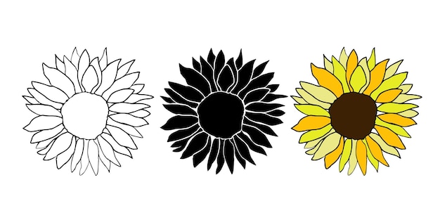 Joli décor de tournesol pour la décoration de surface Éléments vectoriels floraux dessinés à la main