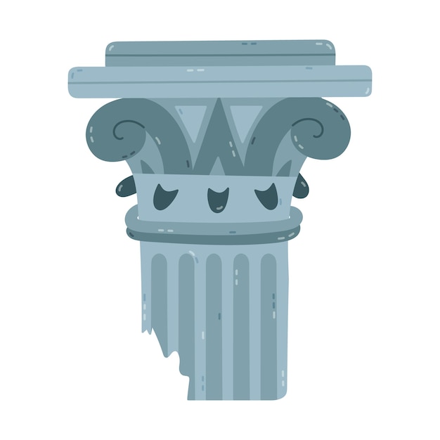 Joli dessin animé pilier grec antique avec fond en ruine colonne de marbre élégante classique