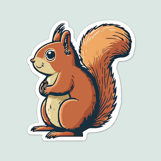 Joli dessin d'un écureuil tenant un gland avec ses petites pattes