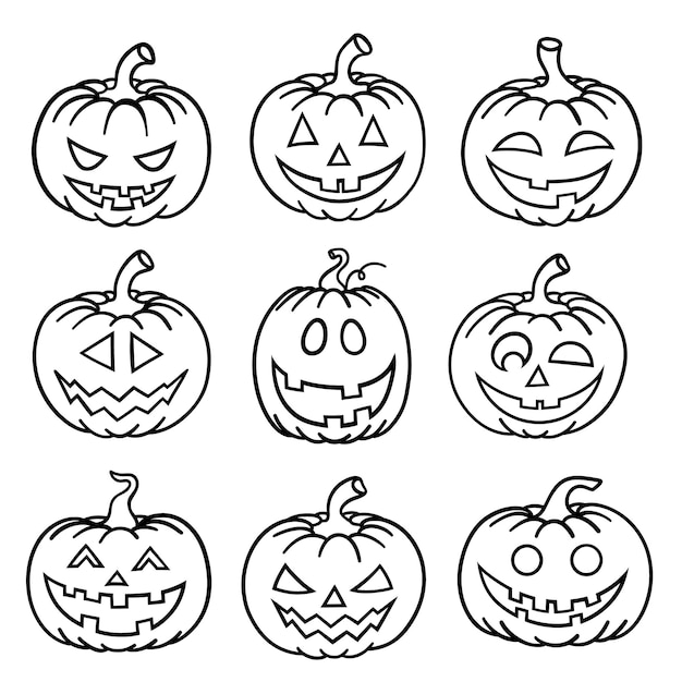 Joli dessin à la main de la citrouille d'Halloween