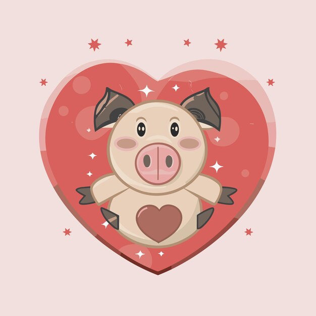 Vecteur un joli dessin vectoriel d'animal pour la saint-valentin