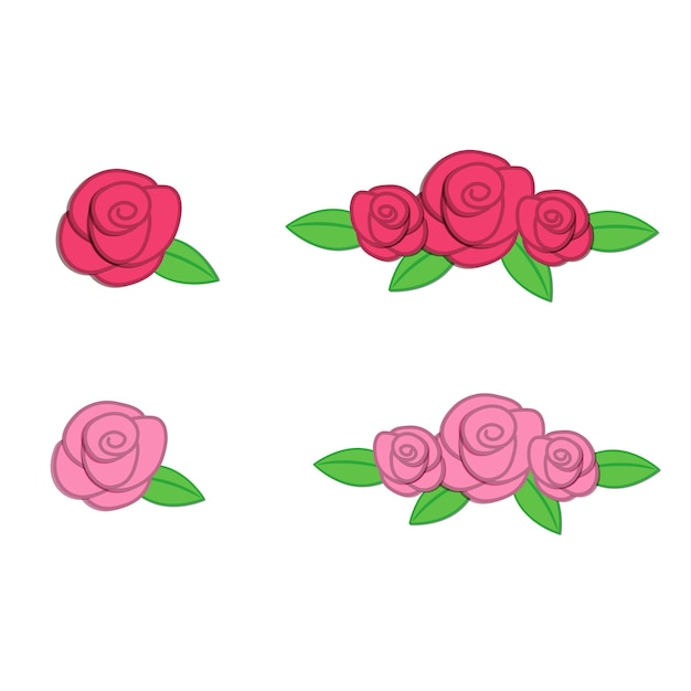 Vecteur joli ensemble de collection de roses de fleurs dessinées à la main vecteur gratuit