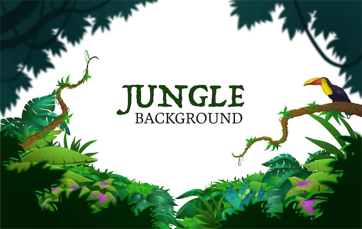 Vecteur joli fond coloré avec des plantes de la jungle et des lettres vertes feuilles tropicales boisées naturelles