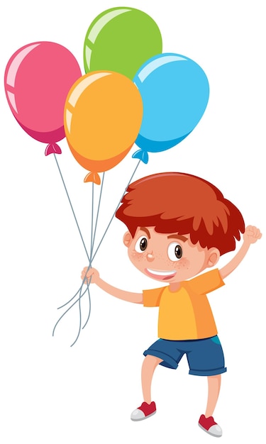 Joli garçon tenant des ballons colorés