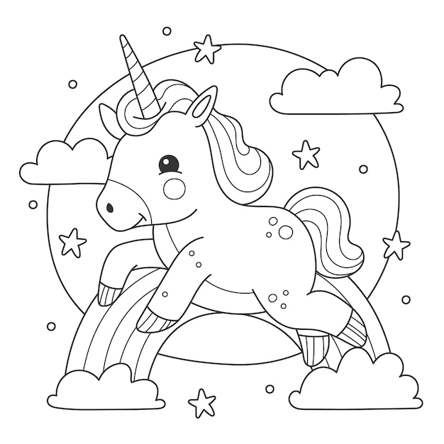 Vecteur joli livre de coloriage avec licorne