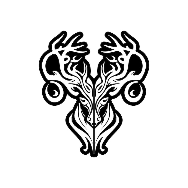 Un Joli Logo De Cerf Vectoriel Noir Et Blanc Avec Un Design Minimaliste