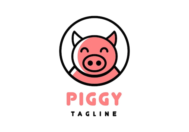 Le Joli Logo De Cochon Convient Au Symbole Commercial.