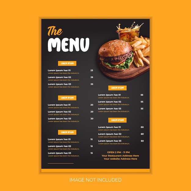 Joli modèle de conception de menu de nourriture