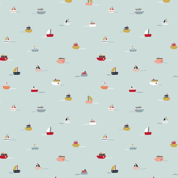 Joli modèle sans couture avec petits navires Digital And Textile Pattern Design