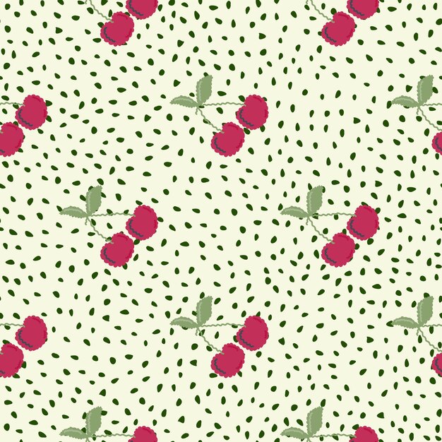 Joli motif de cerise sans couture, papier peint de cerises dessiné à la main.