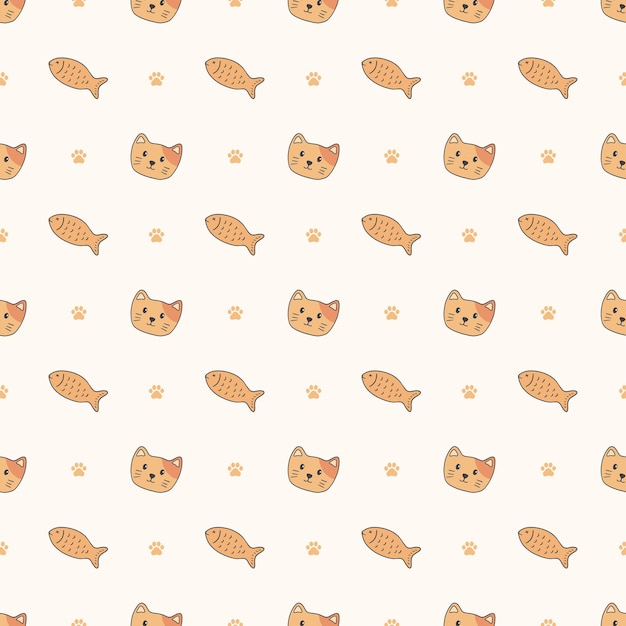 Joli Motif De Chat Et De Poisson