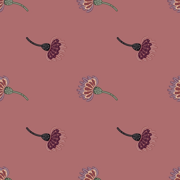 Joli motif de fleurs stylisées sans couture, fond botanique naïf décoratif pour la conception de tissus, impression textile, couverture en papier d'emballage, illustration vectorielle