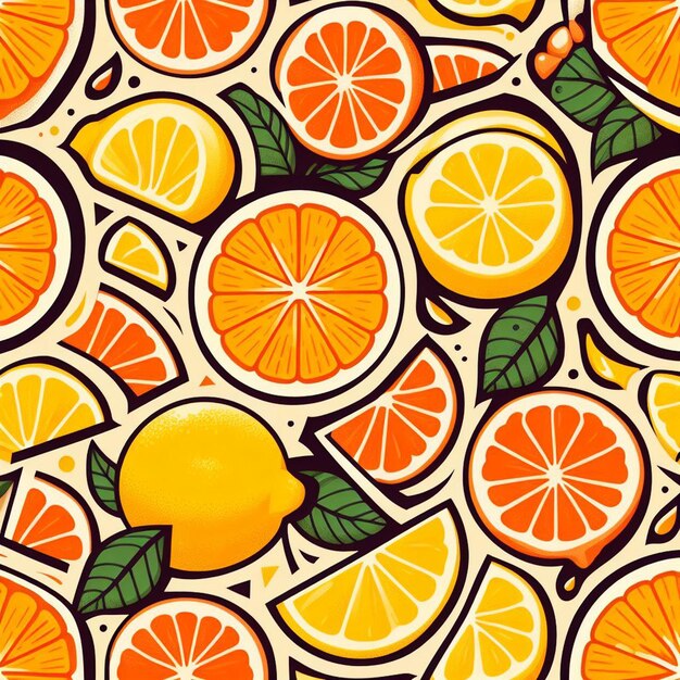 Joli Motif De Fruits De Citron Frais Colorés Papier Peint Illustration Vectorielle Sans Couture Icône De Dessin
