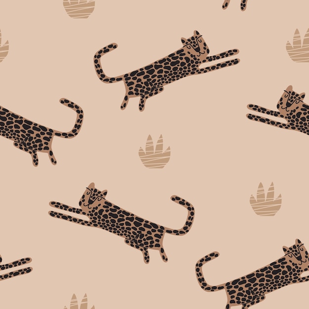 Vecteur joli motif léopard sans couture brun jungle beige papier peint vecteur tissu design tendance