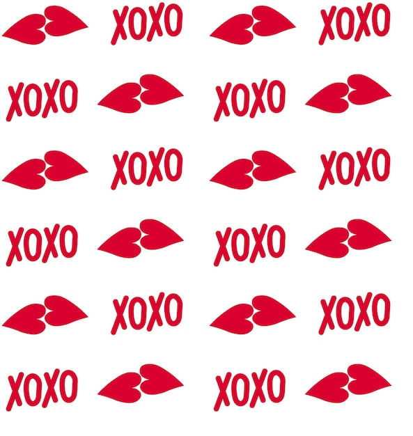 Joli Motif Sans Couture Pour La Fête De La Saint-valentin Xoxo Phrase Et Baiser Isolé Sur Un Fond Transparent