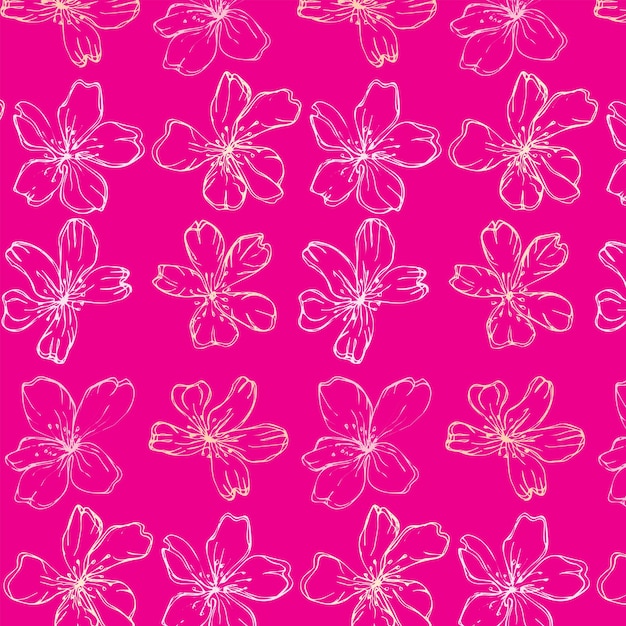 Joli Motif Sans Couture Avec Sakura Isolé Sur Fond Rose.