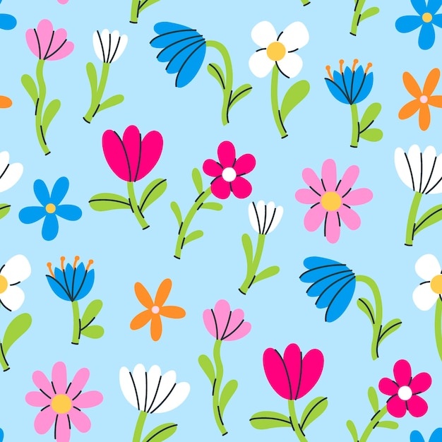 Joli motif sans couture simple avec des fleurs de différentes formes