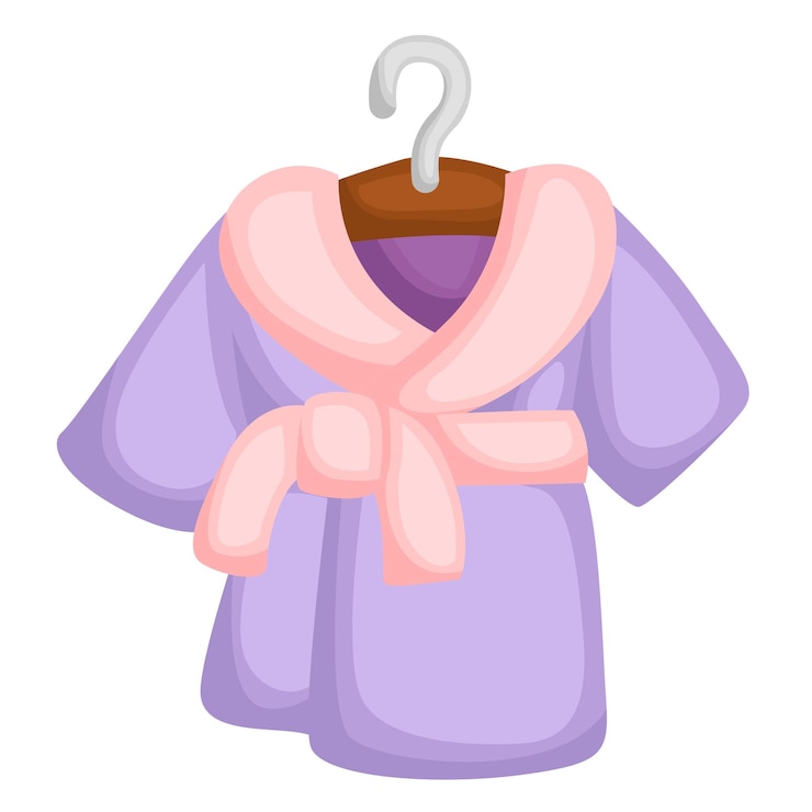 Vecteur joli peignoir pour un jour de traitement ornement de spa accessoires de relaxation illustration de dessin animé clipar vectoriel