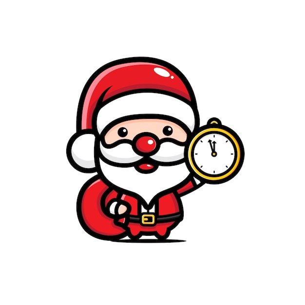 Joli Père Noël Avec Horloge