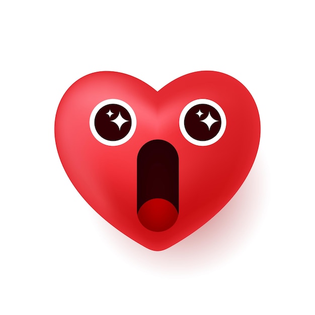 Joli personnage de coeur heureux pour les illustrations de la Saint-Valentin Emoji coeur réaliste sentiment de sortie