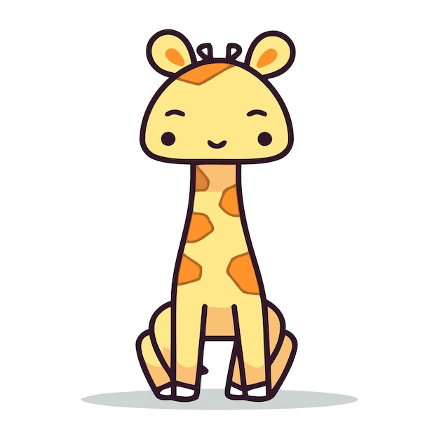 Vecteur joli personnage de dessin animé de girafe illustration vectorielle isolée sur fond blanc