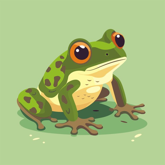 Vecteur joli personnage de dessin animé grenouille verte grenouille et une eau