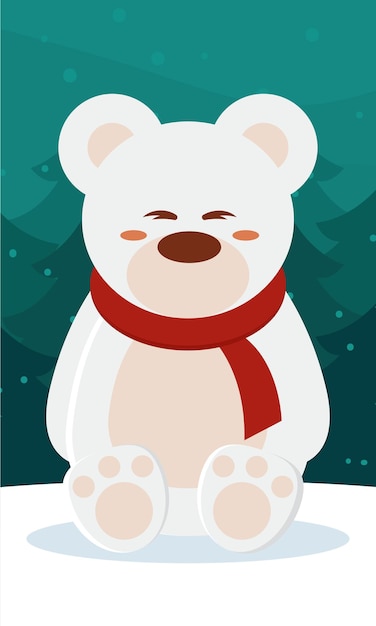 Joli personnage de Noël de l'ours polaire Illustration vectorielle