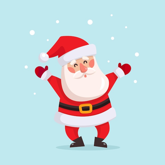 Joli Personnage De Vecteur De Santa Claus Happy En Style Cartoon Merry Christmas Card Happy New Year