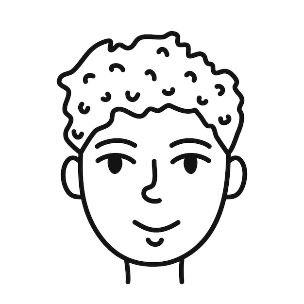 Vecteur joli portrait de visage d'homme dessiné à la main avatar de personne pour les médias sociaux illustration vectorielle