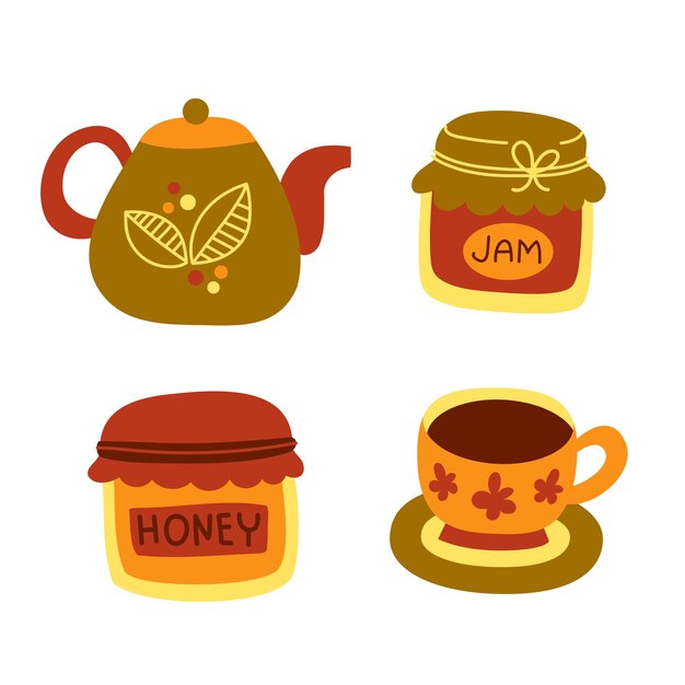 Joli service à thé Théière tasse confiture miel