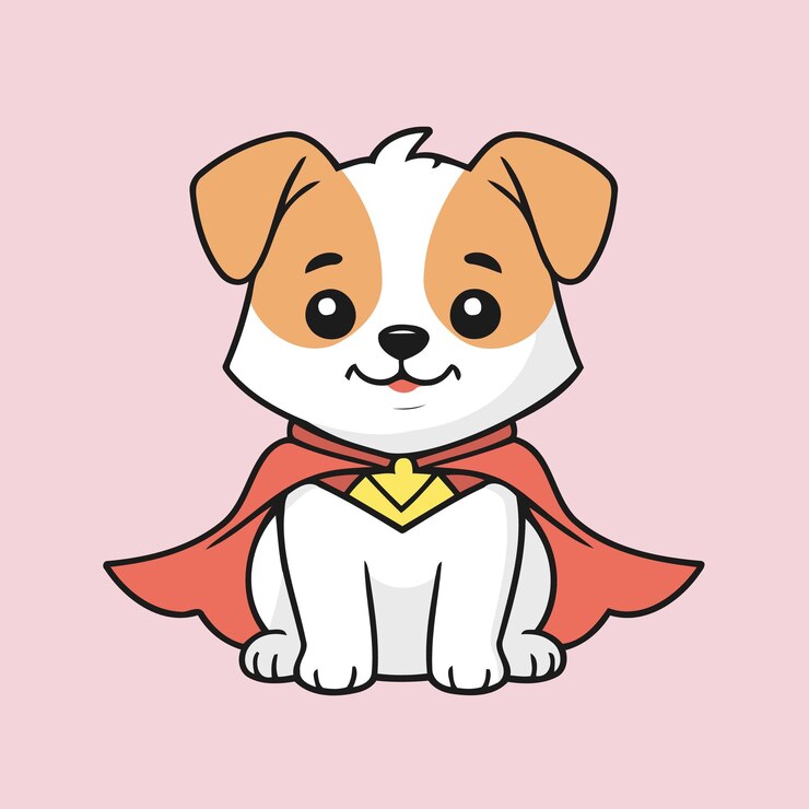 Vecteur joli super-héros chiot vectoriel illustration pour les livres d'histoires pour enfants et les livres à colorier