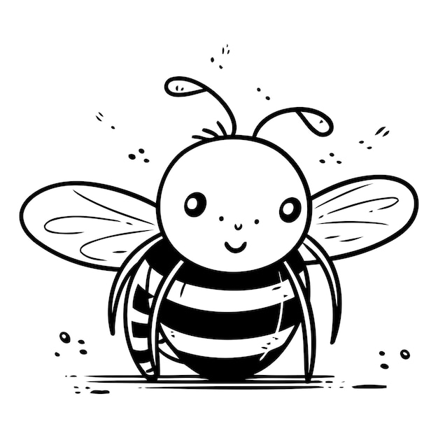 Vecteur une jolie abeille de dessin animé illustration vectorielle isolée sur fond blanc