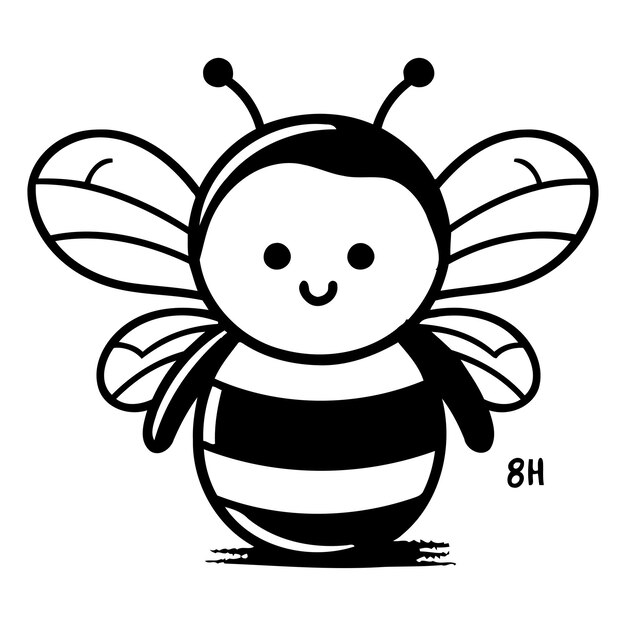 Vecteur une jolie abeille de dessin animé isolée sur un fond blanc illustration vectorielle