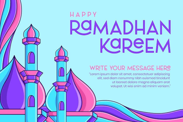 Jolie Bannière De Joyeux Ramadan Avec Affiche Abstraite De Ramadan Kareem