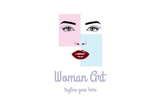 Jolie Beauté Femme Fille Dame Visage Féminin Pour Maquillage Cosmétiques Spa Logo Design Vecteur