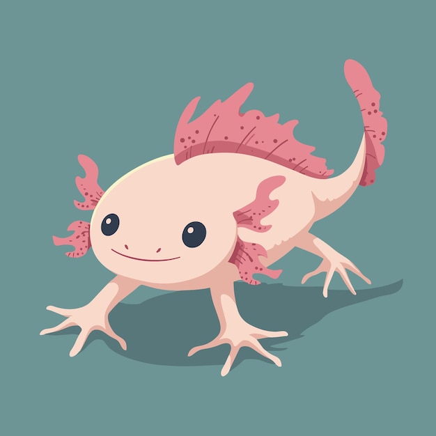 Vecteur une jolie caricature d'axolotl rose illustration vectorielle d'un mignon petit axolotl