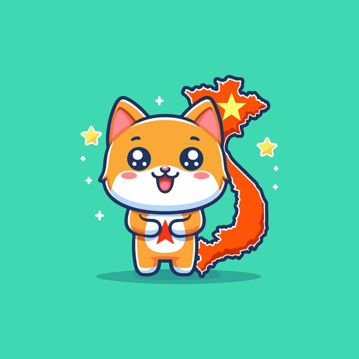 Vecteur une jolie carte du vietnam, une illustration d'icône vectorielle de dessin animé, une icône de vacances d'animaux, un concept isolé.