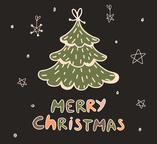 Jolie carte de noël doodle avec guirlande