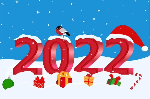 Jolie Carte De Noël Et Nouvel An Avec Lettrage 2022 Eps 10