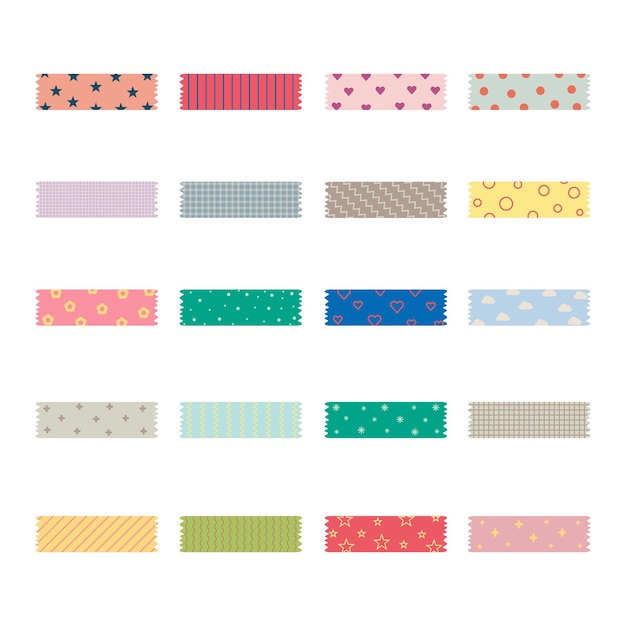 Jolie Collection De Bandes Washi Isolée Sur Fond Blanc