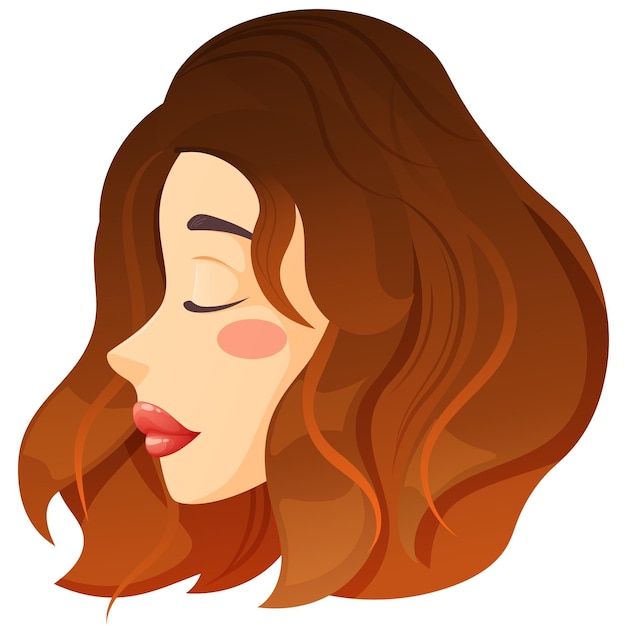 Jolie femme brune aux cheveux bruns coupe fille avec coupe courte en style cartoon