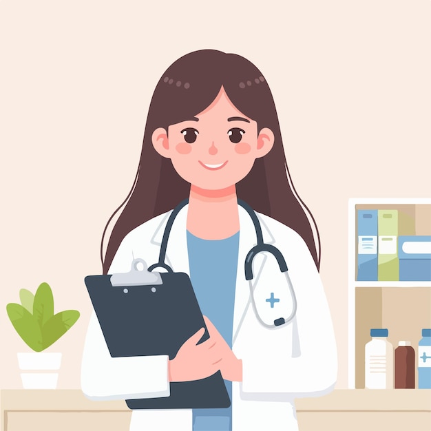 une jolie femme médecin dessin animé